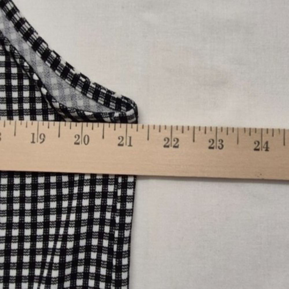 Adrianna Papell women black/white check Halter-Top Shirt Med. keyhole high neck - Picture 14 of 15